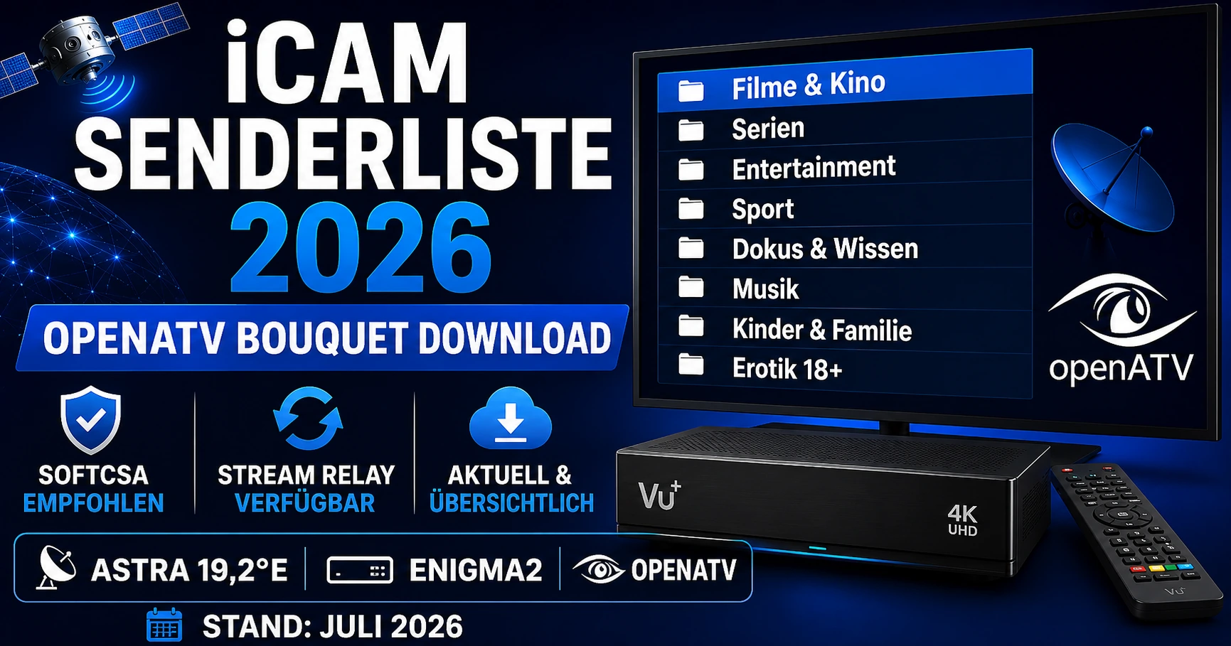 iCAM-Senderliste 2026 für Enigma2-Receiver