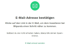 Hinweis zur Bestätigung der E-Mail-Adresse bei Bitpanda