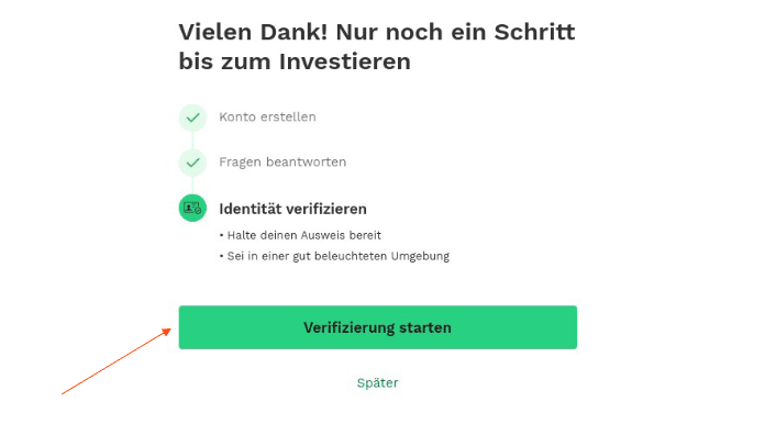 Identitätsprüfung bei Bitpanda starten